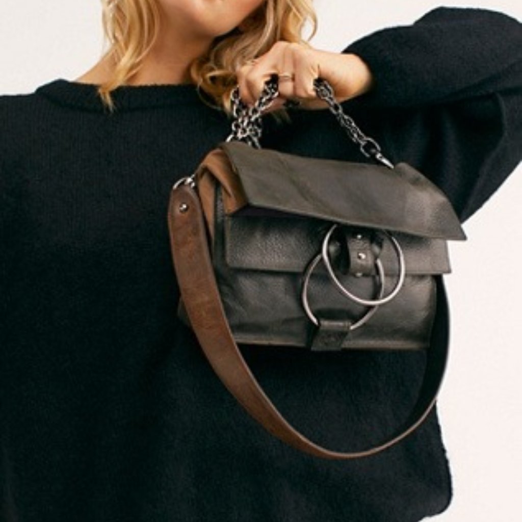 Leather Victoire Focx Monica Shoulder Bag “Concrete” | Boho Chic | One Size